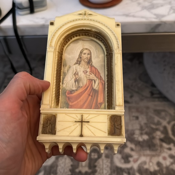 Roman Catholic - Holy Water holder for the Wall. Vintage,  Religious cross - Picture 3 of 3